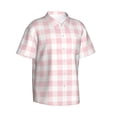 thumbnail image 3 of Xecao Pink Checkboard print Hawaiian shirt - a stylish short-sleeve button-down for men, perfect for casual beach and tropical outings., 3 of 9