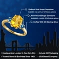 thumbnail image 2 of Gem Stone King 18K Yellow Gold Plated Silver Ring Oval Yellow Citrine and Vivid Persian Blue Moissanite (2.86 Cttw, Size 5), 2 of 6