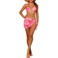 thumbnail image 2 of Conjuntos de bikini de 3 piezas para mujer INSPIRE CHIC, trajes de baño de triángulo con lazo halter y faldas de playa con pareo, traje de baño X-Large color rojo rosa, 2 of 5