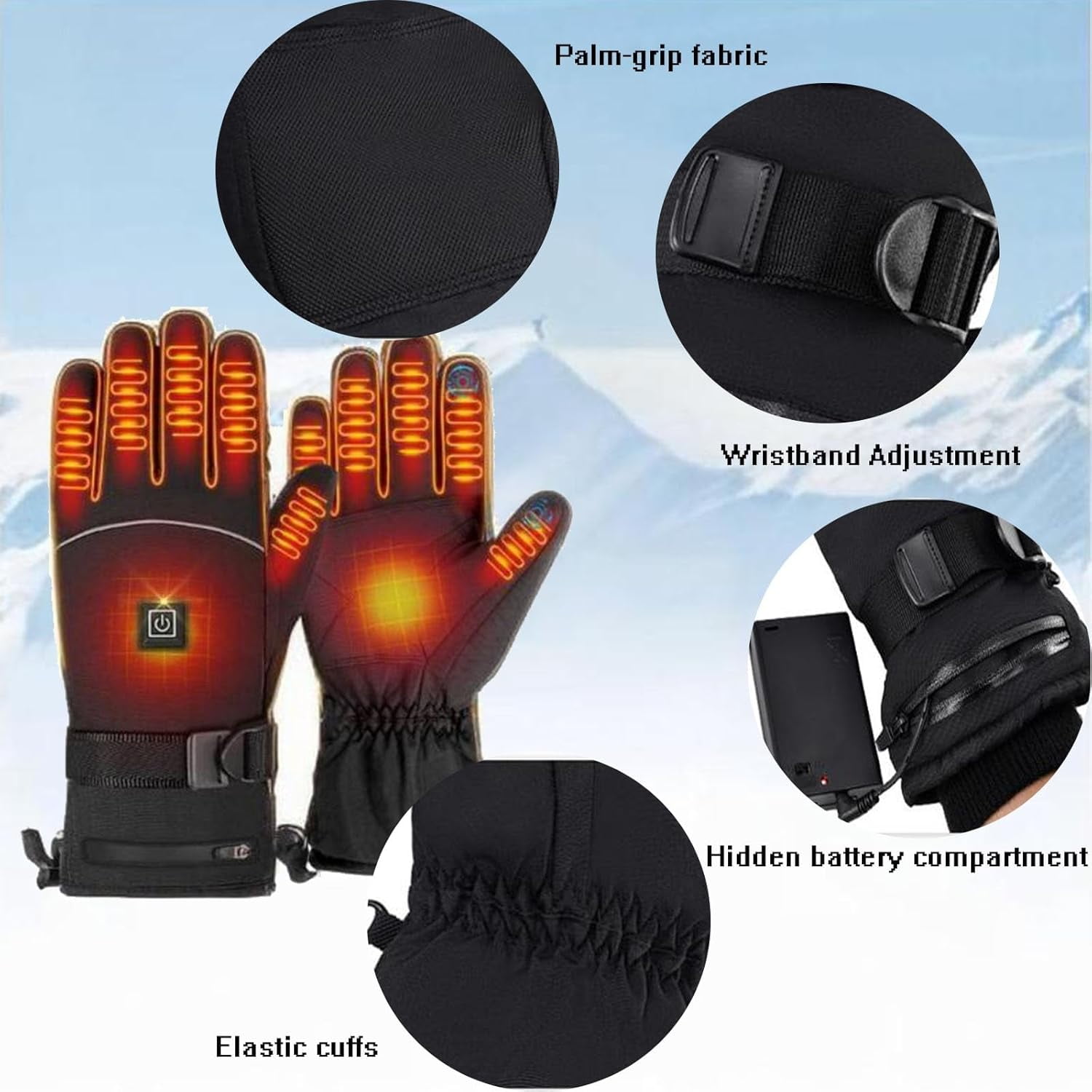 SONGAUN Heated Gloves for Men Women, Rechargeable Hand Warmer with Touchscreen, Waterproof Electric Heated Ski Glove for Winter Outdoor Work Hunting Camping Snowboarding Hiking