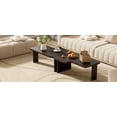 thumbnail image 4 of Harper & Bright Designs Rectangle Coffee Table Set of 2, Minimalist Wood Center Table with Splicing Design for Living Room, Espresso, 4 of 13