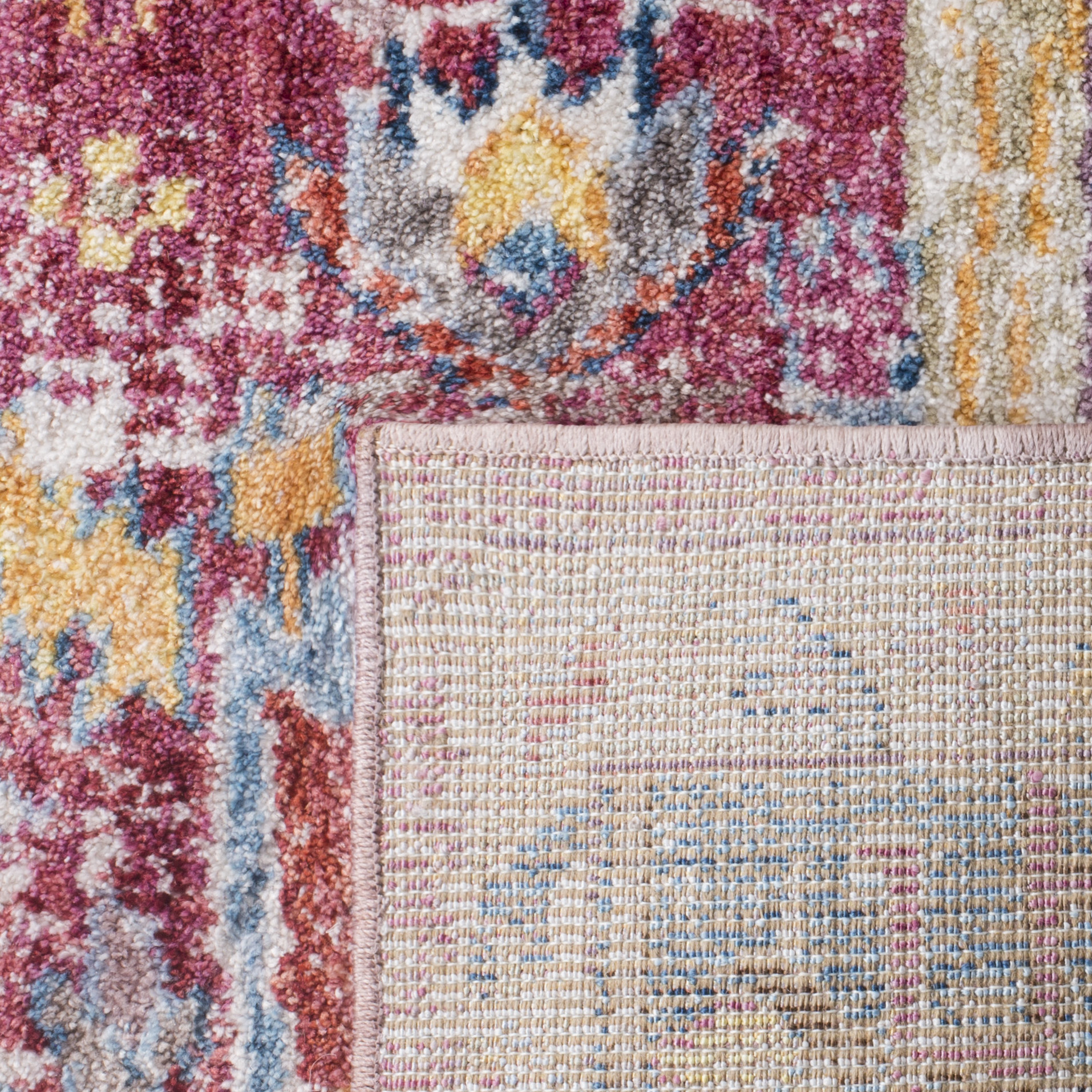 SAFAVIEH Bristol Deion Oriental Polyester Area Rug, Red/Blue, 8' x 10'