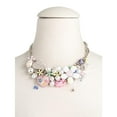 thumbnail image 2 of Betsey Johnson Pearl and Flower Statement Necklace, 19 inches, Silver Chain with Pink Heart and Bunny Charms, 2 of 3