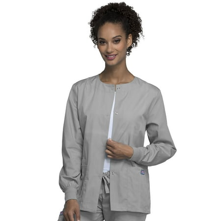 

Cherokee Workwear Prints Women s Scrubs Jacket Snap Front Warm Up 4350