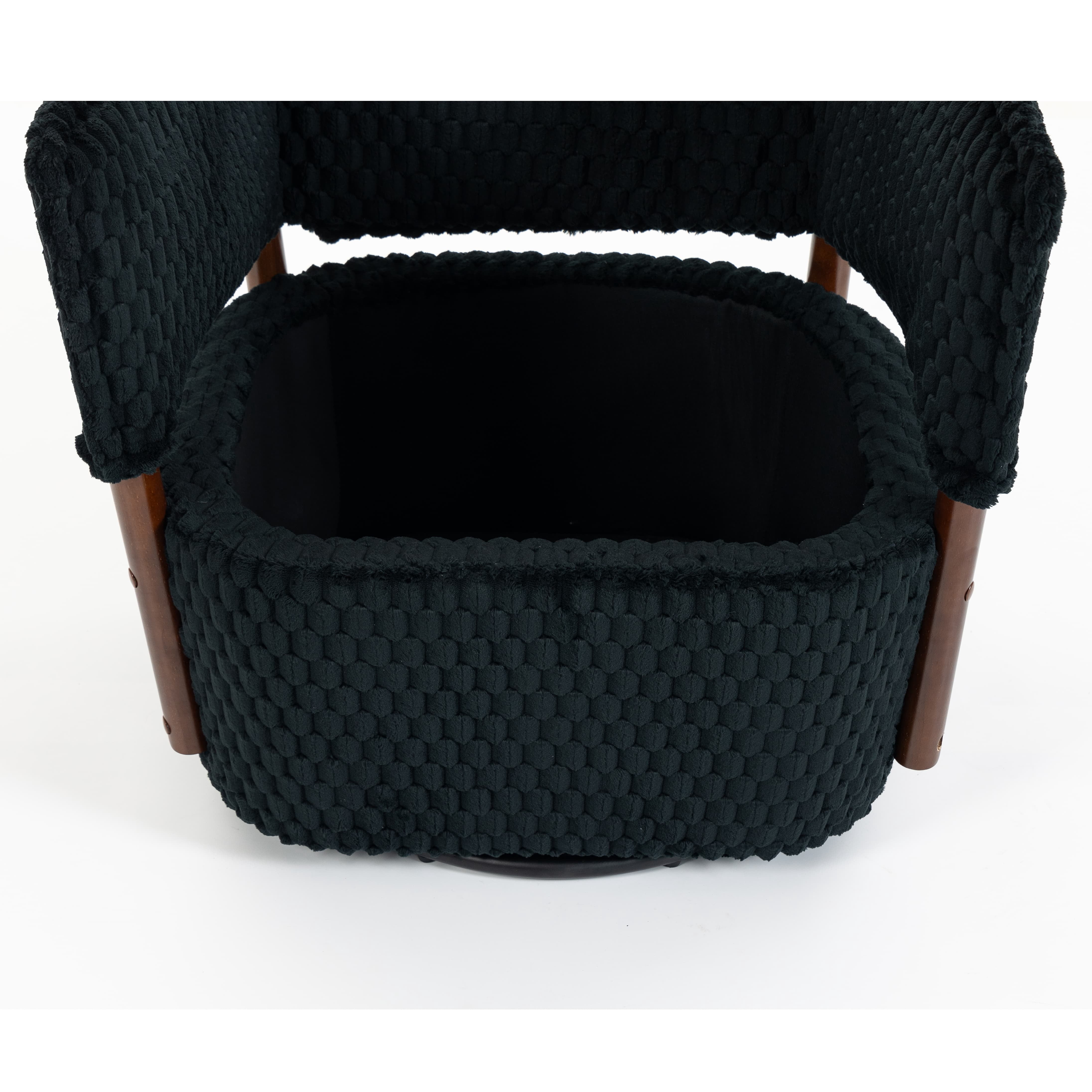 Aukfa Mid Century Modern 360 Swivel Accent Barrel Chair with Lumbar Pillow & Hidden Storage,Corduroy,Black