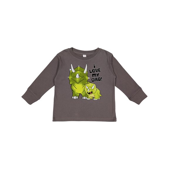 Inktastic I Love My Dad with Baby and Daddy Triceratops Boys or Girls Long Sleeve Toddler T-Shirt