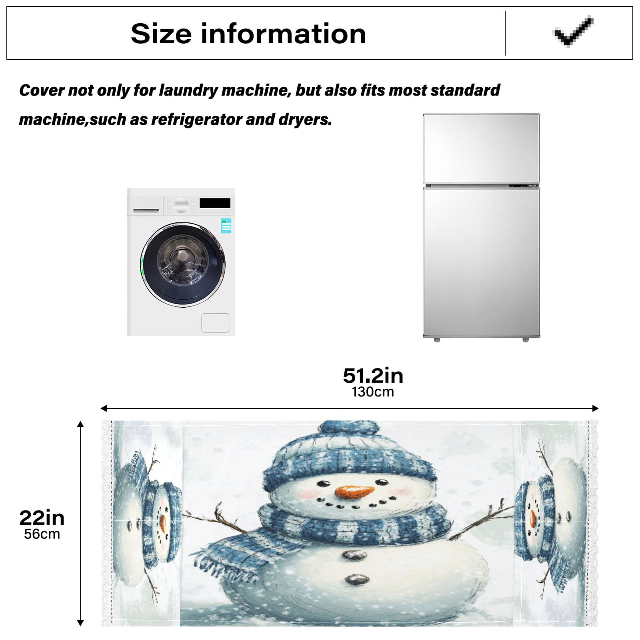 WOBOGO Snowman Wearing A Blue and White Scarf Washing Machine Cloth Dryer Refrigerator Top Cover Protective Non-Slip Mat For Kitchen Laundry