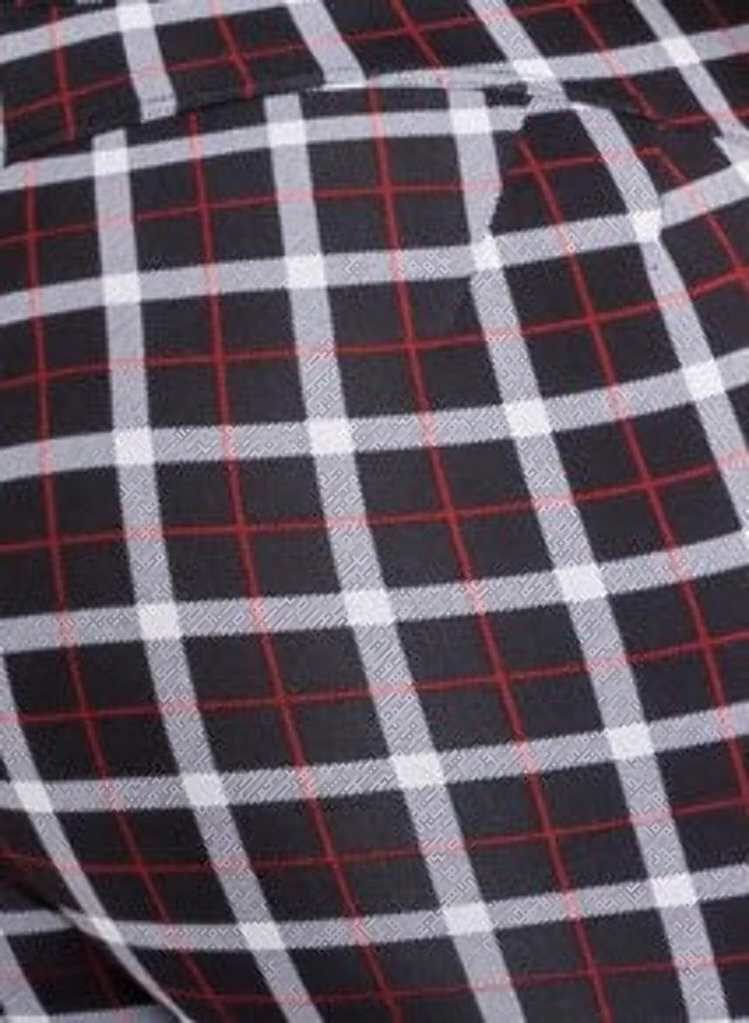 Plus Size Sculpting Treggings with Faux Leather Belt - Black, White, Red Plaid