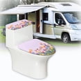 thumbnail image 6 of HELLHERO Floral Pattern Stretch Toilet Lid Covers & Stretch Fit Soft Elastic Bottom with Pack of 2 Toilet Top Cover, 6 of 8