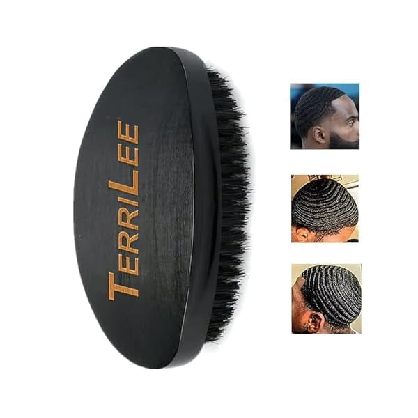 wonima11 Premium Beech and Black Mix Bristle Wave Brush - Curved Medium Hard Brush for Men's Hair Styling
