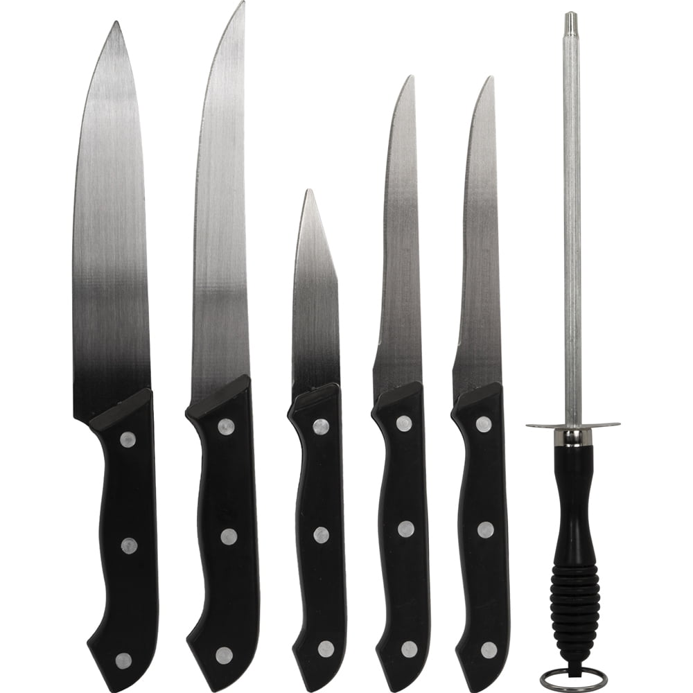 Deco Essentials CK6PC 5-Piece Knife Set with Cutting Board and Sharpening Steel (4-Pack) Bundle with Deco Essentials 3 Slot Manual Knife Sharpener and Deco Gear Kitchen Safety Cut Resistant Gloves