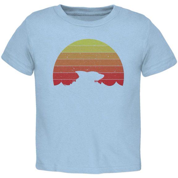 Ocean Shark Retro Sunset Toddler T Shirt Light Blue 3T
