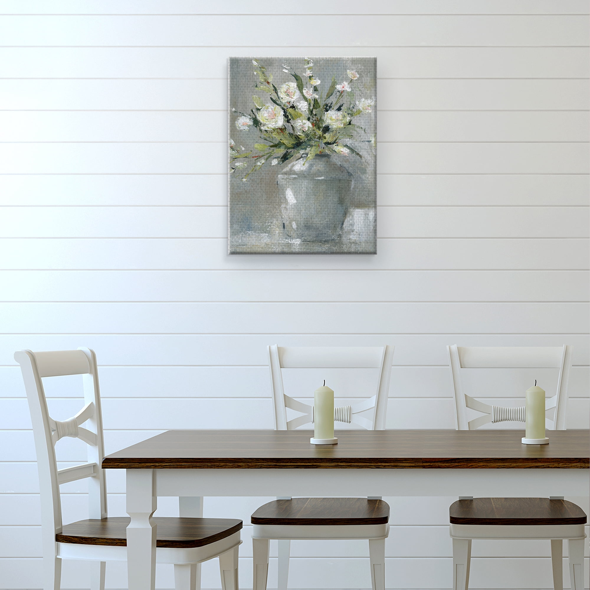 Fine Art Canvas Country Bouquet II White Flowers in Vase by Carol Robinson Canvas Art Print