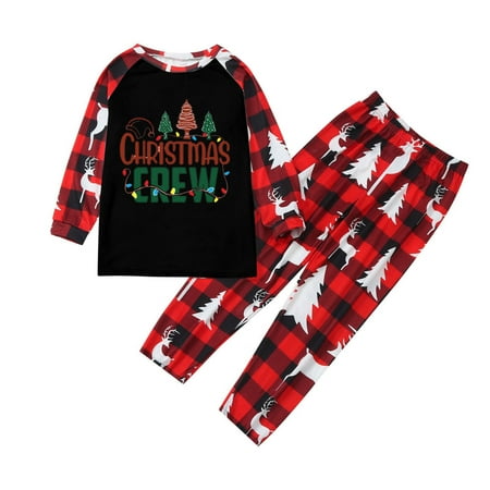 

Nomeni Christmas Pjs Letter Plaid Print Long Sleeve T Shirt Top And Pants Xmas Sleepwear Holiday Family Matching Pajamas Outfit