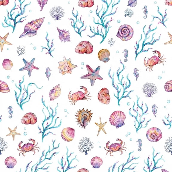 Trenditum Watercolor Sealife Shells 40 oz Stainless Steel Tumbler with Handle and Straw