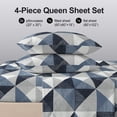 thumbnail image 6 of Flymme Queen Sheet Set Blue,4 Piece Soft Microfiber Bed Sheets with Flat Sheet,Abstract Geometric Bedding for Man Women Bedroom Decor, 6 of 8