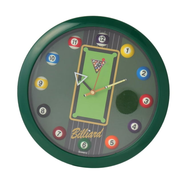 Reloj de pared con forma de bola de billar, mesa de billar redonda de 11,6 pulgadas, ideal para salas de billar, salas de billar, salas de juegos y Verde