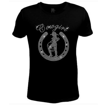 Horse Womens Shirt - Bling Rhinestone Womens T Shirt Cowgirl with Horse shoe JRW-526-SC