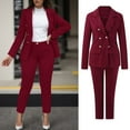 thumbnail image 2 of 2025 Femmes Uni à Manches Longues Pantalon à Jambes Larges Femmes Tailleur Poches Pantalons Pantalons Tailleurs pour Femmes Tailleur Élégant, 2 of 7