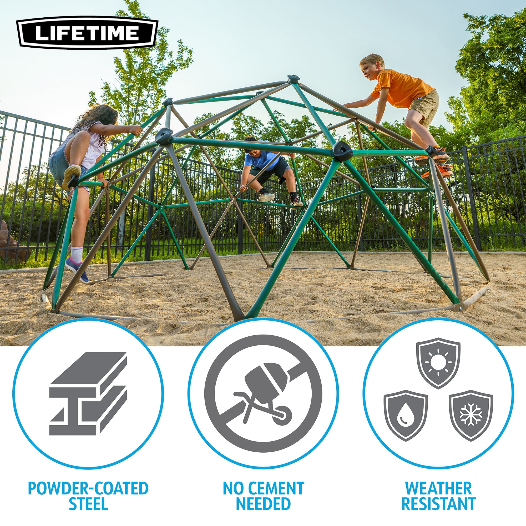 Lifetime Children's Outdoor 5 ft. H x 10 ft. W Dome Climber, Green and Brown (90136)