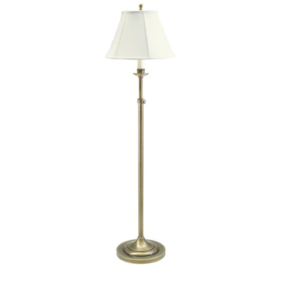 House Of Troy 5156 BRT Collection Club Lampe sur Pied Portable à une Lumière, Laiton Antique avec Abat-Jour Doux Blanc Cassé