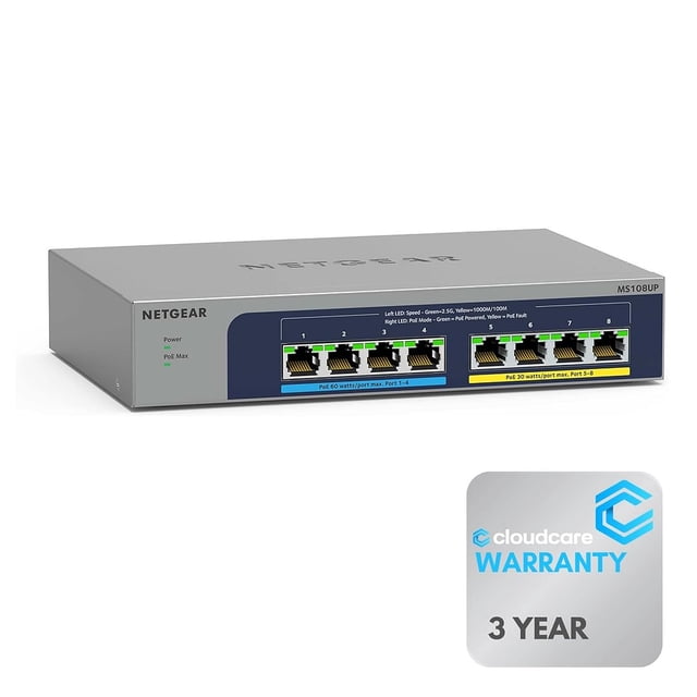 Cloud Care NETGEAR MS108UP Switch PoE++ de 8 puertos 230 W