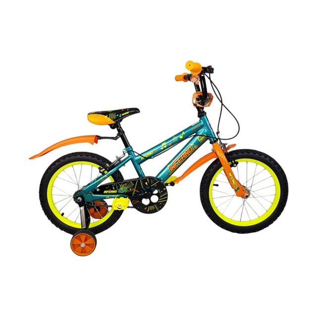 Bicicleta Infantil Unibike rodada 16 con ruedas de entrenamiento Verde 16