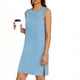 thumbnail image 2 of TaTaai Women's Sleeveless Slip Dress Solid Color Round Neck Casual Side Slit Pullover Dress Lightweight Stretchy Polyester Blend Gift, 2 of 6