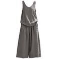 thumbnail image 7 of sdhkgrrt Women's 2 Piece Lounge Outfit V Neck Sleeveless Tank Matching Wide Leg Pants Loose Boho Vacation Casual Set Solid Travel Tracksuit Clothing, Gray M, 7 of 7