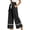 Black# casual pants for women, variant on Boho Pants for Women Petite Cozy Lace Patchwork Cotton Linen Pants Casual Drawstring High Waisted Wide Leg Pants with Pockets Black M