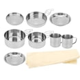 thumbnail image 2 of Stainless Steel Camping Cook Set, Silver Sturdy Durable Camping Cookware Kit, 8pcs For Hiking Backpacking, 2 of 8