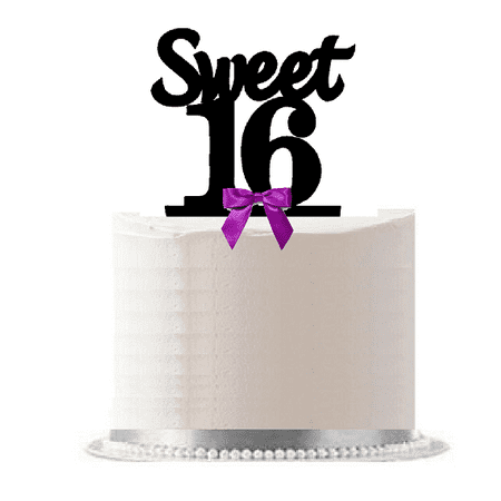 Sweet 16 16th Birthday Purple Bow Elegant Cake Decoration