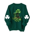 thumbnail image 2 of St. Patrick's Day Sweatshirt for Women Heart Clover Graphic Print Crewneck Long Sleeve Ribbed Cuffs Festive Holiday Party Fleece Clothes, 2 of 4