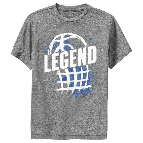 Boy's Lost Gods Basketball Legend Blue  Performance Graphic Tee Charcoal Heather Large