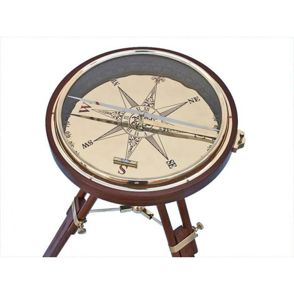 decorative wooden brass compass table 23 inch