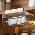 thumbnail image 6 of Under Shelf Drawer Organizer, No Drill Adhesive Pull Out Storage Bin for Kitchen Cabinet, Bathroom Vanity, and Desk Organization Space Saving, 9X10X20Cm White, 6 of 6