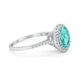 thumbnail image 2 of Art Deco Oval Ring Paraiba Tourmaline CZ 925 Sterling Silver Size 9, 2 of 5