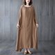 thumbnail image 5 of Vestido suelto de mujer Vestido maxi con bolsillo Manga larga Cuello redondo Vestido casual sól Abanopi  Vestido, 5 of 7