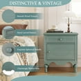 thumbnail image 5 of Christopher Knight Home Vintage Nightstand with Pattern Carved Drawer, Skirted Bedside Table, Aged Blue, 5 of 11