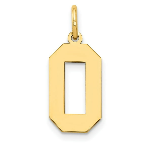 Auriga 14K Yellow Gold Medium Polished Number 0 Charm for Women (Length - 16.13 mm, Width - 8.23 mm)