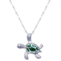 Guodhu Sea Turtle Pendant Necklace for Women Men Silver Plated Link Chain Animal Jewlery