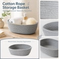 thumbnail image 4 of Small Storage Bin, Bathroom Organizer, Closet Organizer, Storage Basket, 10X6X3 Inch 1Pc Light Grey Cotton Rope Woven Basket, Portable Low Profile Organizer for Under Desk,, 4 of 9