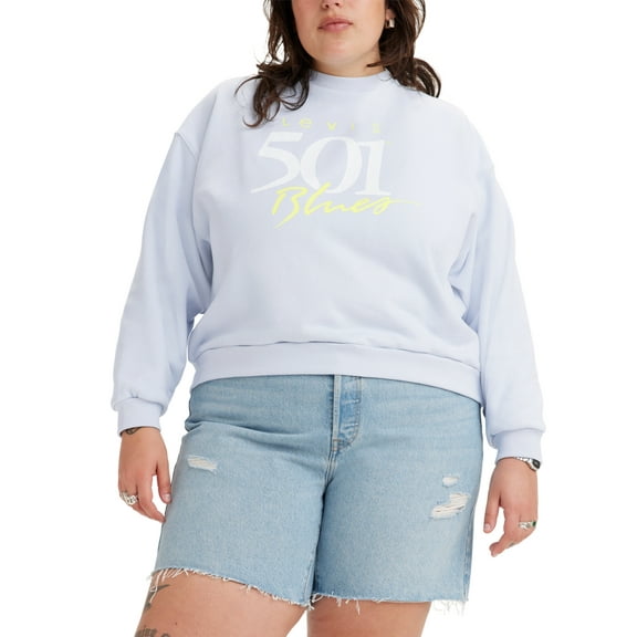 Levis Trendy Plus Size Graphic Vintage Crewneck Sweatshirt Blues Artic Ice 3X