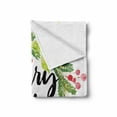 thumbnail image 2 of Christmas Soft Flannel Fleece Throw Blanket, Watercolor Painting Style Christmas Wreath and Hand Lettering Mistletoe, Cozy Plush for Indoor and Outdoor Use, 50" x 60", Black Green White, by Ambesonne, 2 of 6