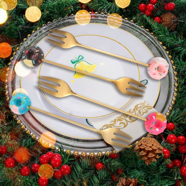 ZZkhGO Christmas Stainless Steel Cutlery Set, Spoon Fork Utensils with Case, Portable Travel Cutlery Gift Box