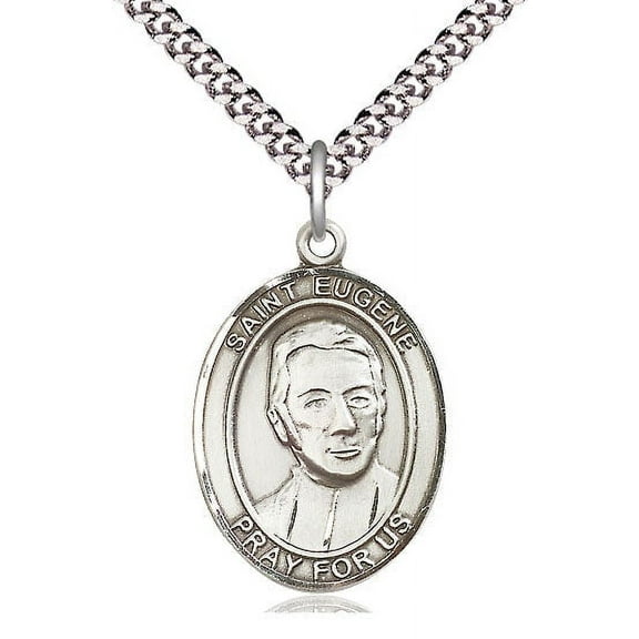 Extel Large Oval Pewter St. Eugene de Mazenod Pendant with 24" chain, Made in USA