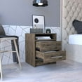 thumbnail image 3 of 2-Drawers Wooden Nightstand for Living Room Bedroom, End Table, Side Table with Storage Shelf, Brown, 3 of 6