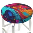 thumbnail image 3 of Lsque Colorful Abstract Swirls Pattern Round Bar chair cushion covers Velvet Fabric Premium Comfort Protects from Scratches and Stains for 14-17 Inch Chair-14 inch, 3 of 7