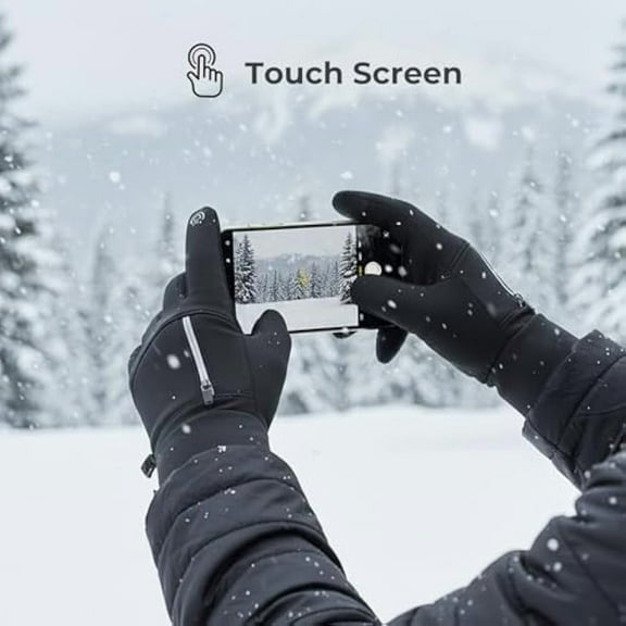 Jtbuh XLY Winter Fingerless Touch Screen Gloves for Men Women Cold Weather Windproof Thermal Sports Gloves with Zippered Pocket