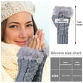 thumbnail image 2 of 3 Pairs Fingerless Winter Gloves Faux Fur Crochet Warm Middle Length Thumb Hole Fingerless Gloves Arm Warmers, 2 of 6
